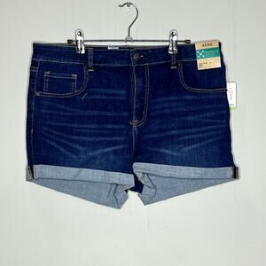 NWT Aeropostale Dark Wash Stretch Zip Fly Flex High Rise Midi 3" Shorts Size 18